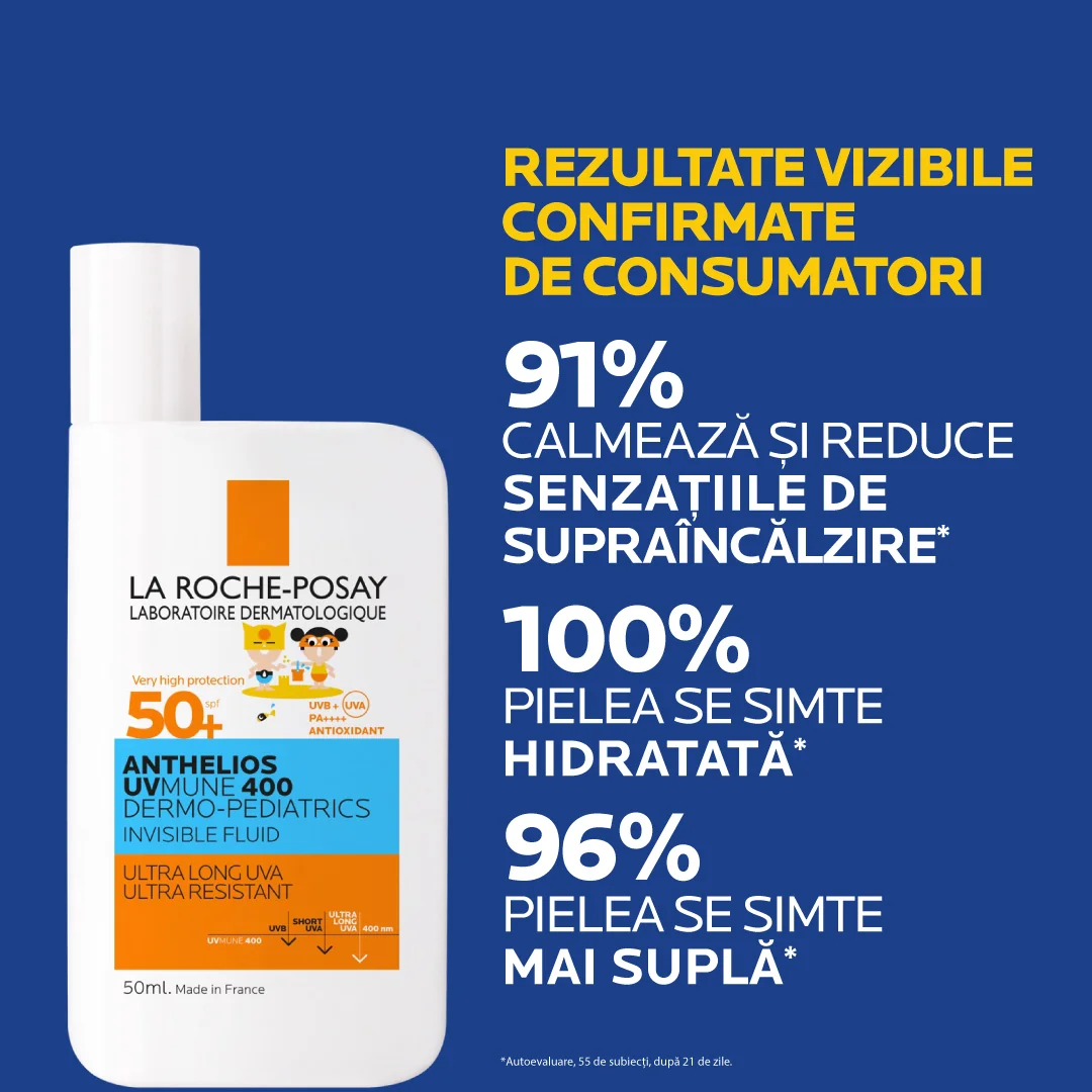 Fluid invizibil cu protectie solara potrivit pentru pielea copiilor SPF50+ Anthelios UVMUNE 400 , 50ml, La Roche-Posay