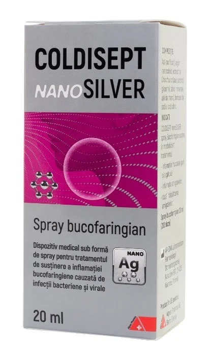 Spray pentru gat Coldisept NanoSilver, 20ml, Arkona