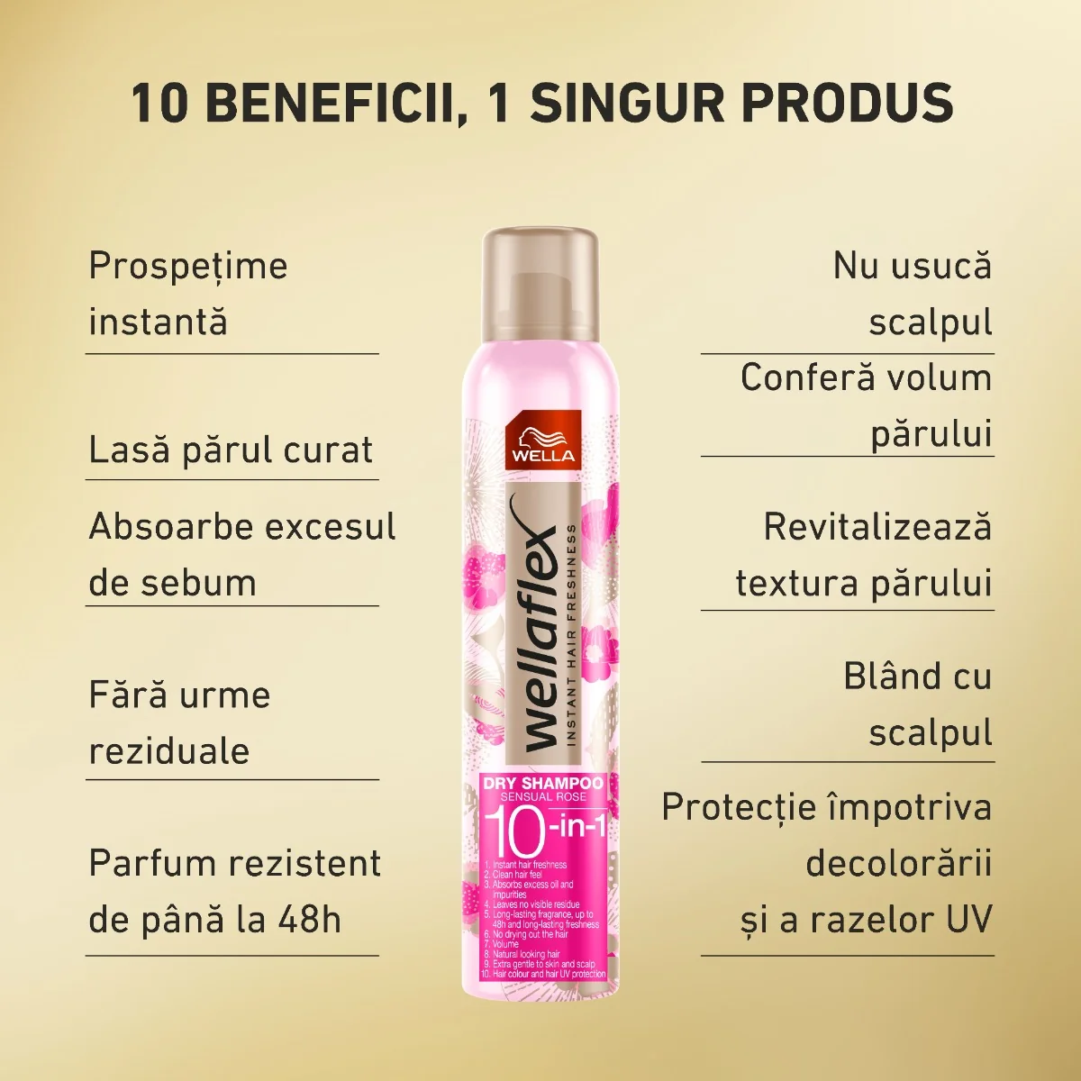 Sampon uscat Sensual Rose Wellaflex, 180ml, Wella