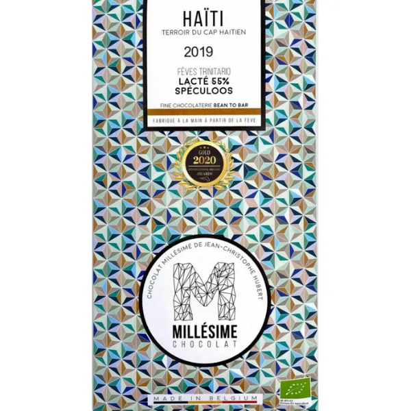 Ciocolata belgiana artizanala Speculoos Haiti, 70g, Millesime Chocolat