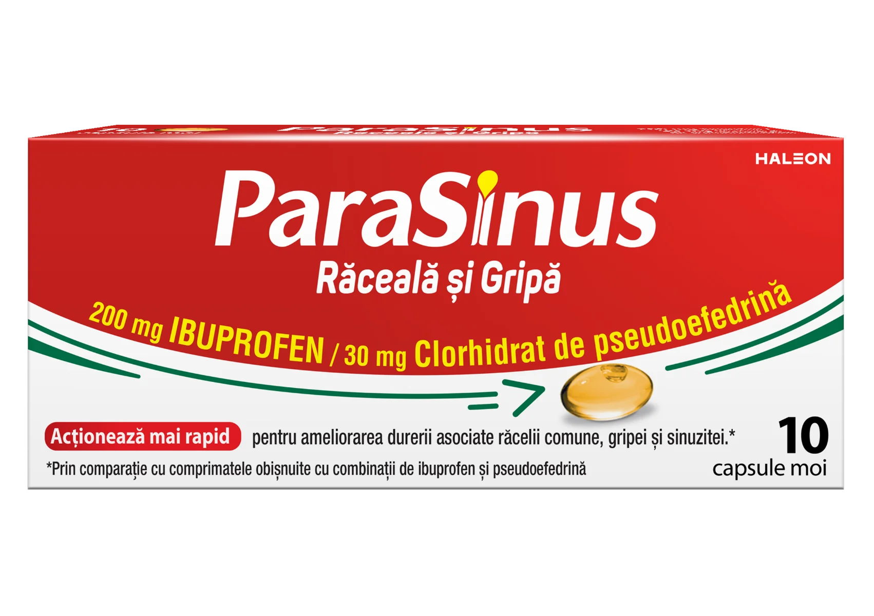 Parasinus Raceala si Gripa 200mg/30mg, 10 capsule moi, Haleon | Dr. Max ...