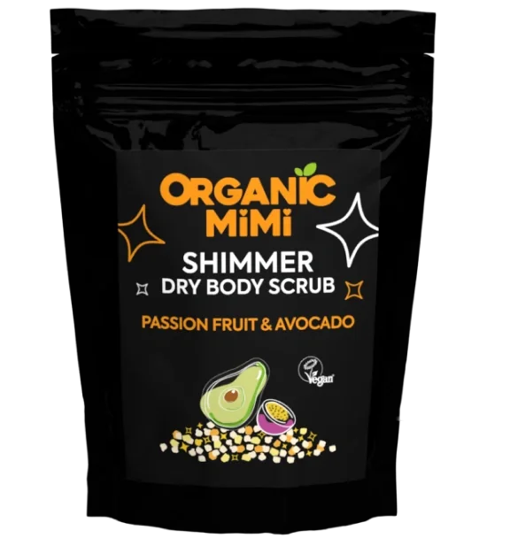 Scrub de corp stralucitor cu fructul pasiunii si avocado, 150g, Organic Mimi