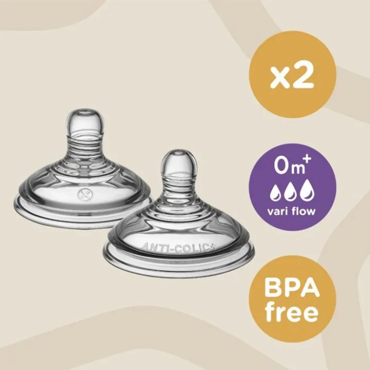 Tetina cu flux variabil 0 luni+ Closer to Nature, 2 bucati, Tommee Tippee