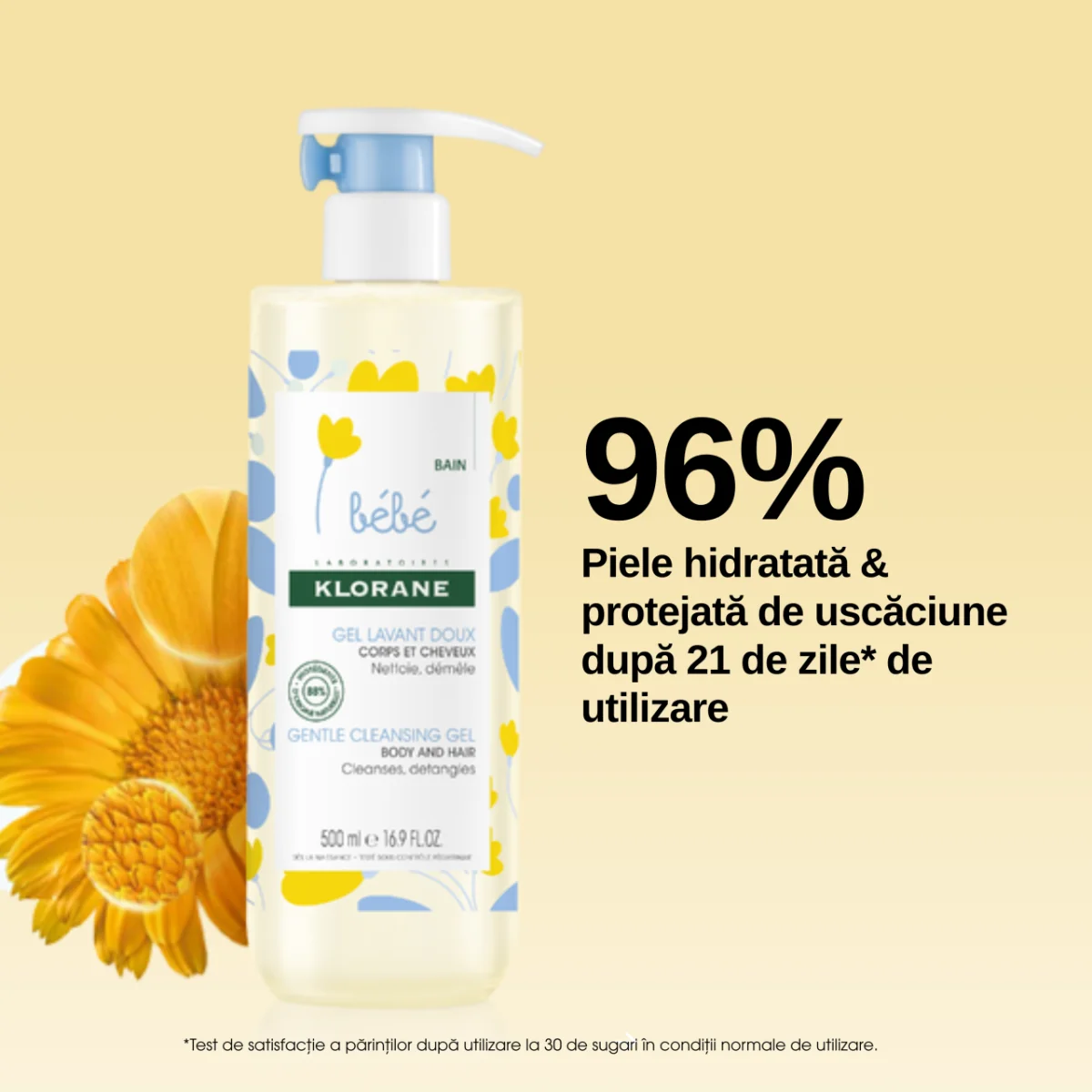 Gel de curatare pentru bebelusi cu Galbenele Bio de la nastere, 500ml, Klorane Bebe