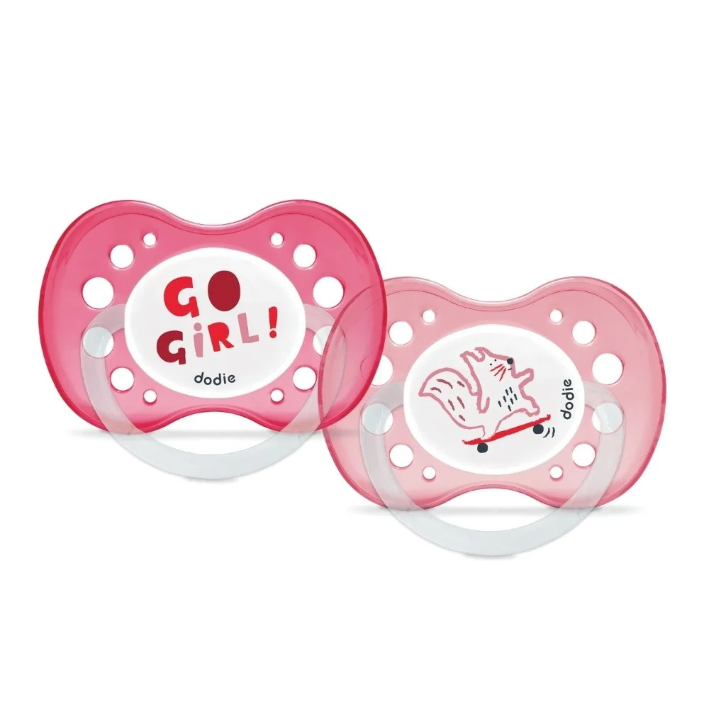 Set suzete anatomice din silicon 18 luni+ Animale Amuzante Fetite A71, 2 bucati, Dodie 