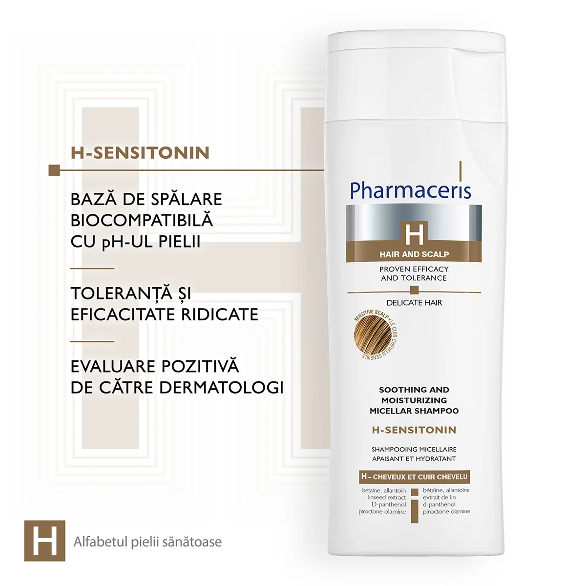 Sampon calmant pentru scalp sensibil & par fin si delicat Sensitonin H, 250ml, Pharmaceris