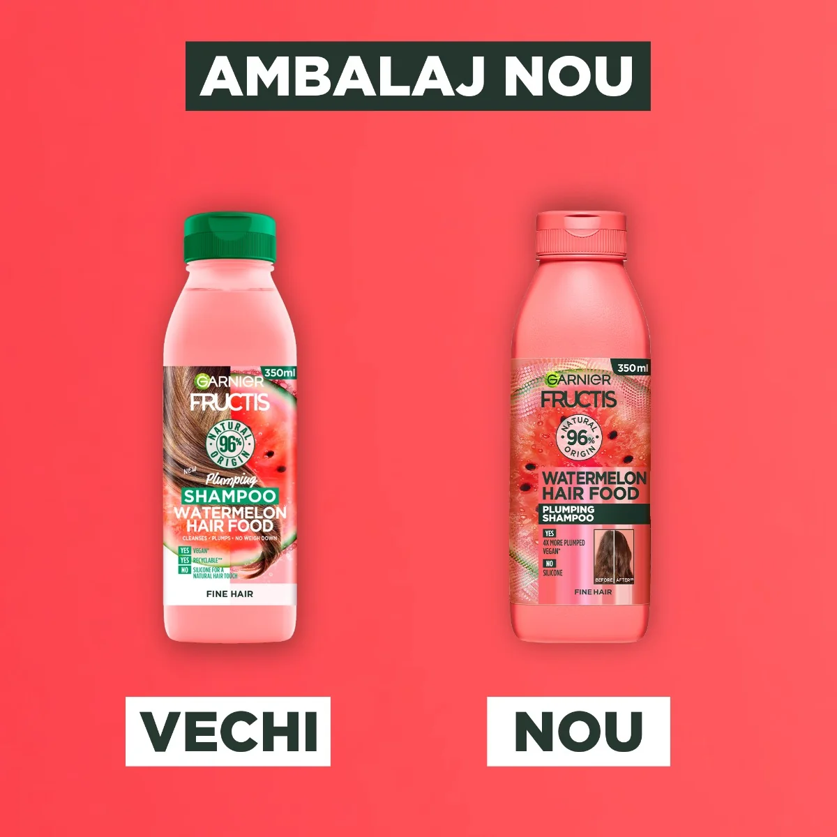 Sampon pentru parul subtire Hair Food Pepene Verde, 350ml, Fructis