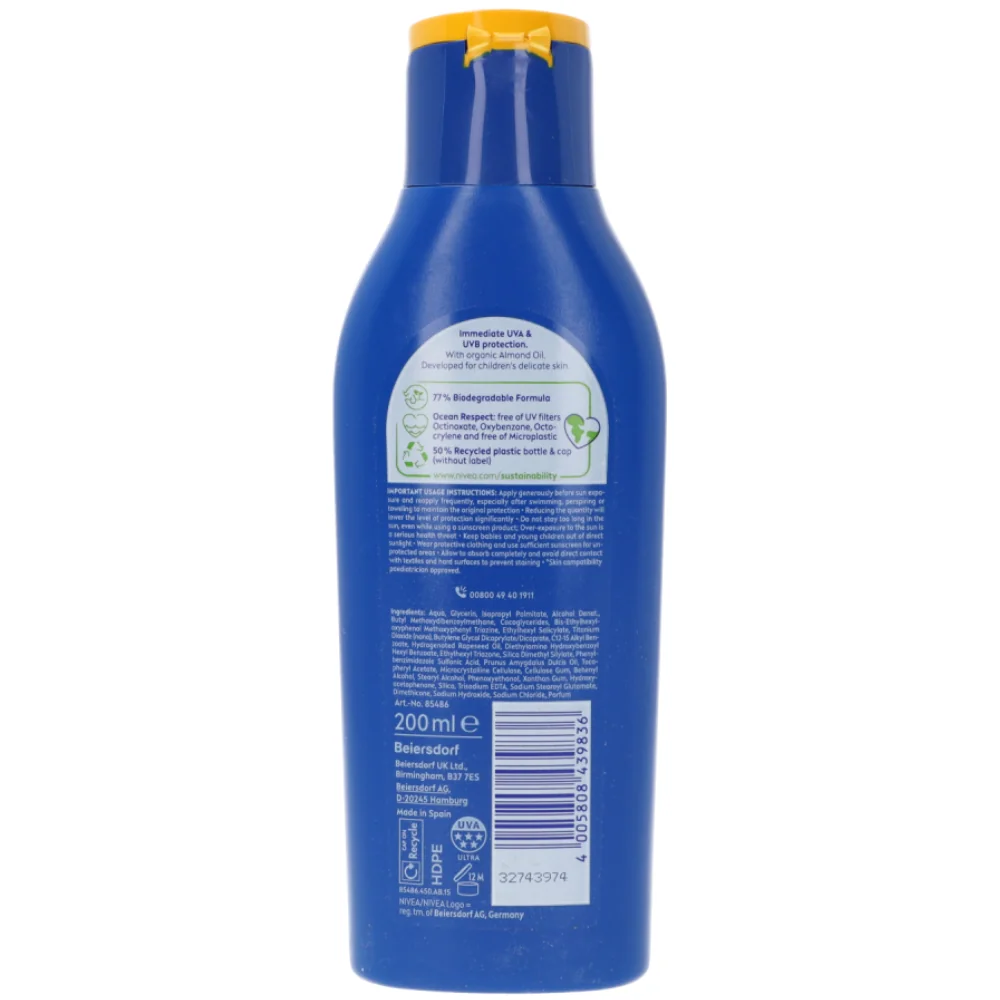 Lotiune cu protectie solara pentru copii Protect & Care SPF50, 200ml, Nivea