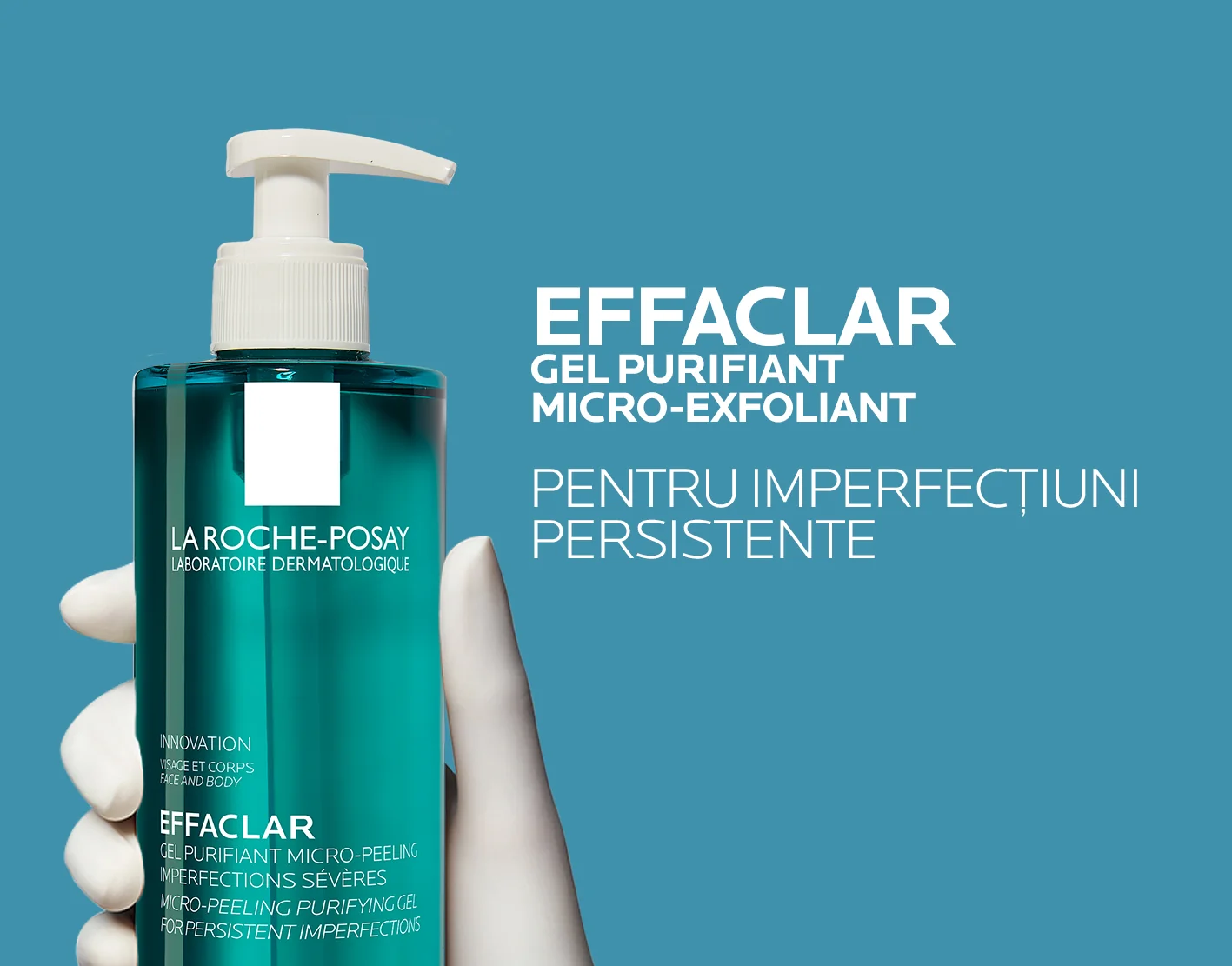 Gel de curatare micro-exfoliant fata si corp ten gras cu tendinta acneica Effaclar, 400ml, La Roche-Posay