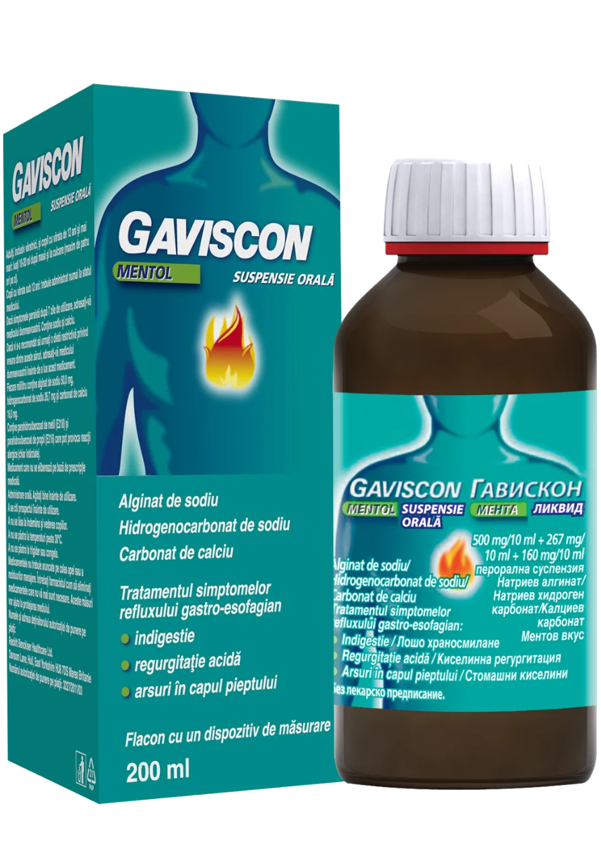 Gaviscon Mentol suspensie orala, 200 ml, Reckitt Benckiser