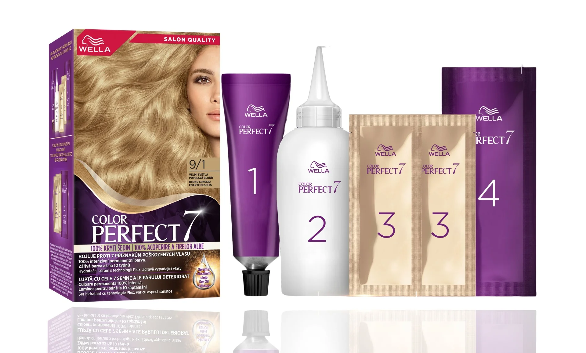 Vopsea de par permanenta Blond Cenusiu Foarte Deschis 9/1 Color Perfect, 135ml, Wella