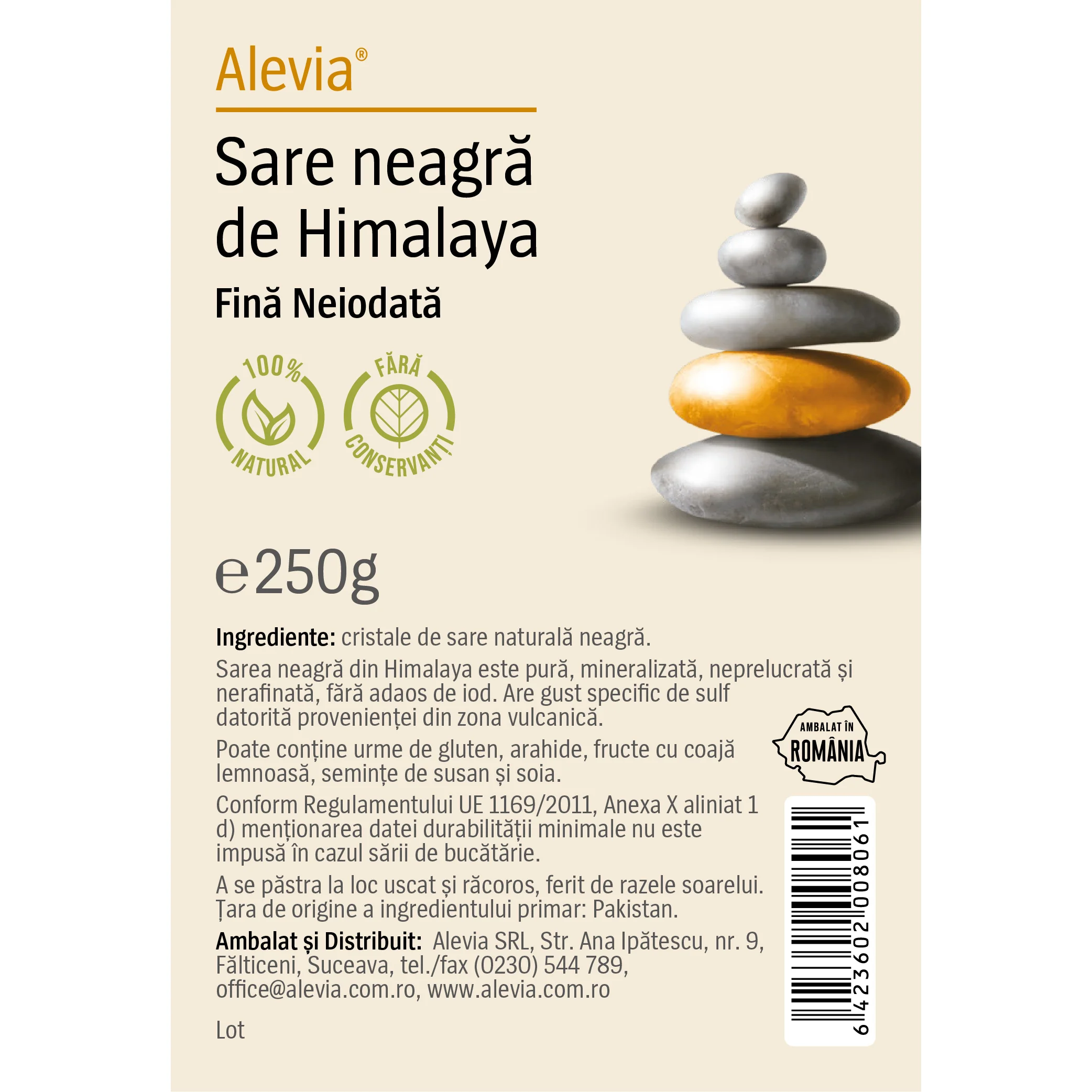 Sare de Himalaya neagra fina, 250g, Alevia