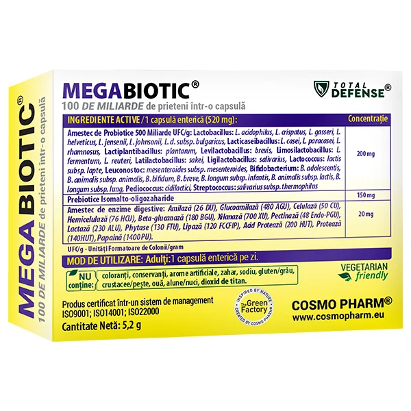 Megabiotic, 10 capsule enterosolubile, Cosmopharm