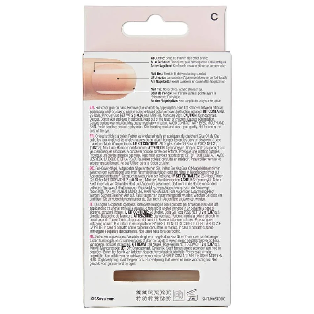 Unghii false Salon Acrylic Cashmere Medium Squoval, 28 de bucati, Kiss