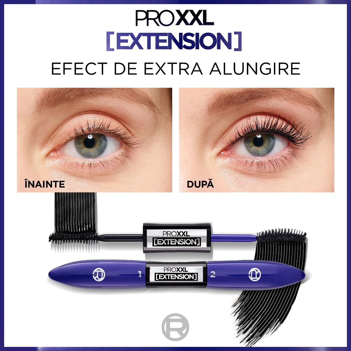 Mascara cu efect de laminare Pro XXL Extension Black, 12ml, L'Oreal Paris