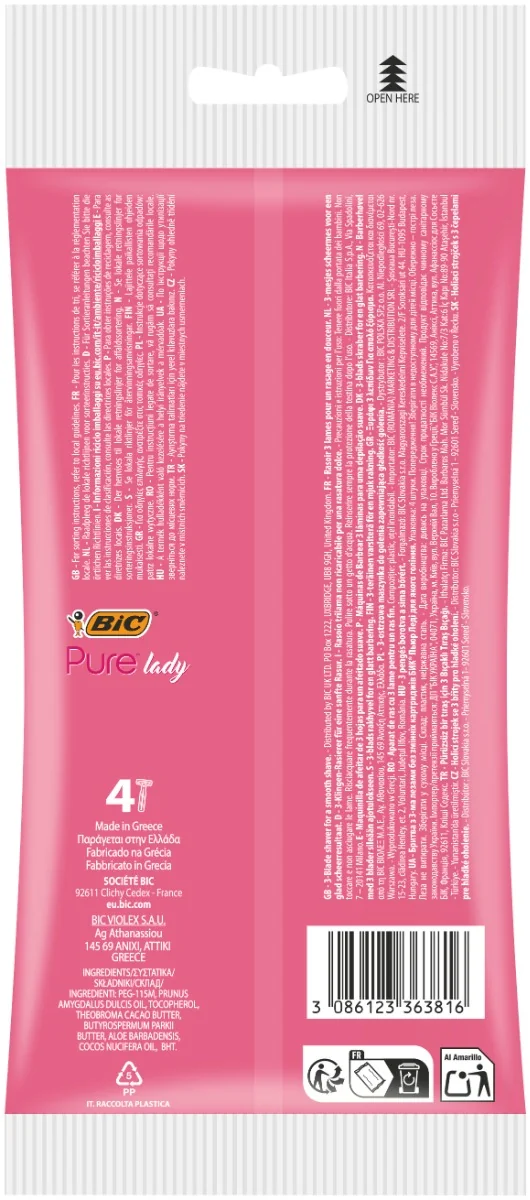 Aparat de ras Pure Lady, 4 bucati, BIC