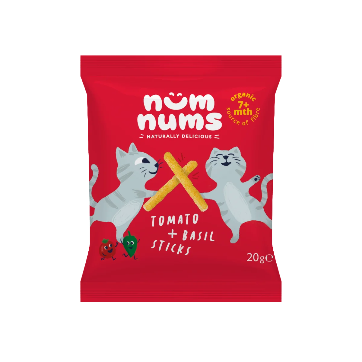 Sticksuri cu rosii si busuioc Bio, 20g, Num Nums