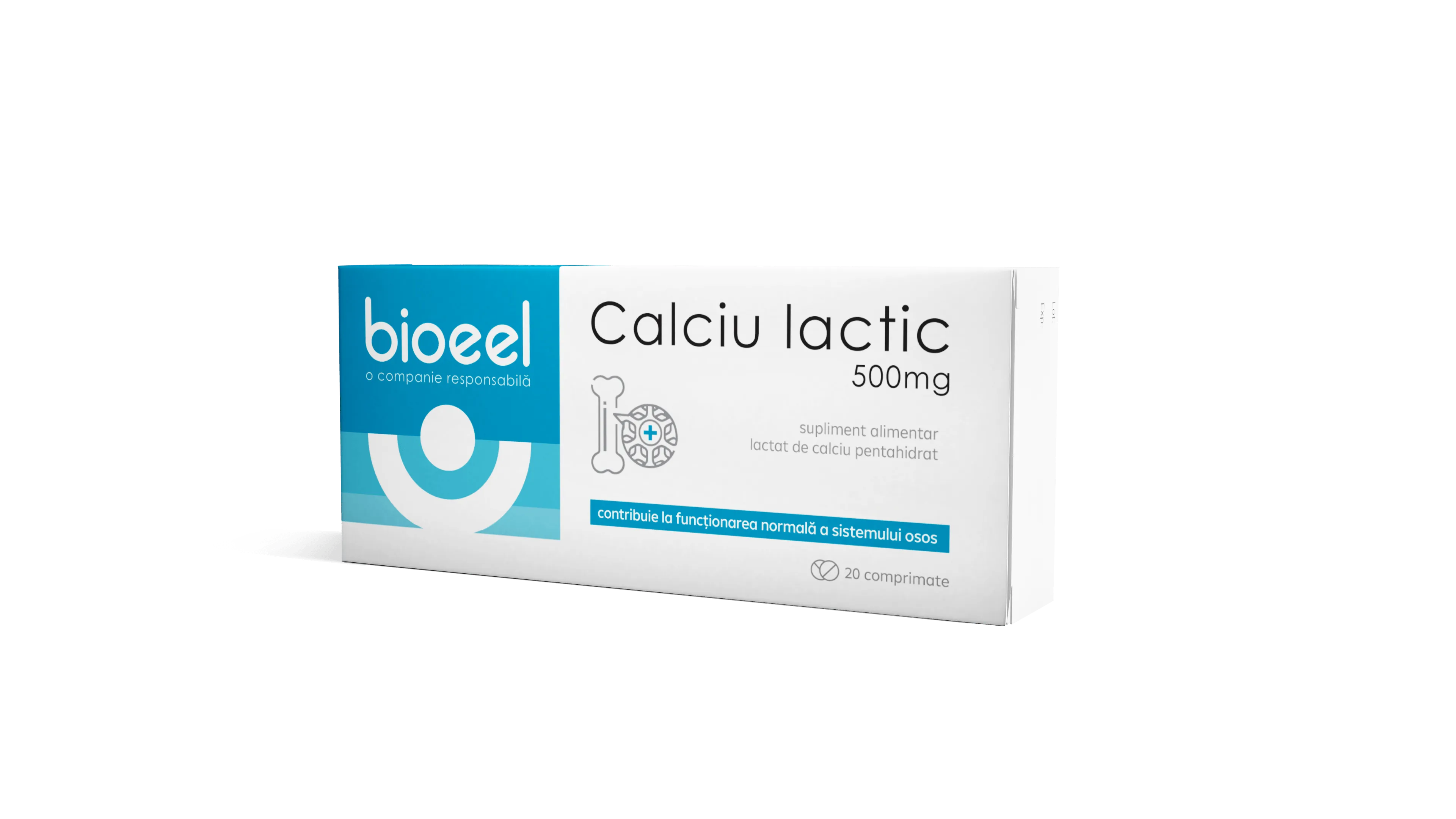 Calciu lactic 500mg, 20 comprimate, Bioeel