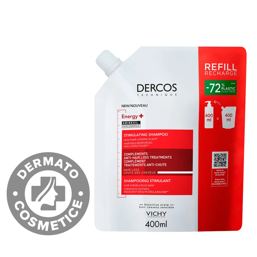 Rezerva Eco Sampon cu actiune energizanta Energy + Dercos, 400ml, Vichy