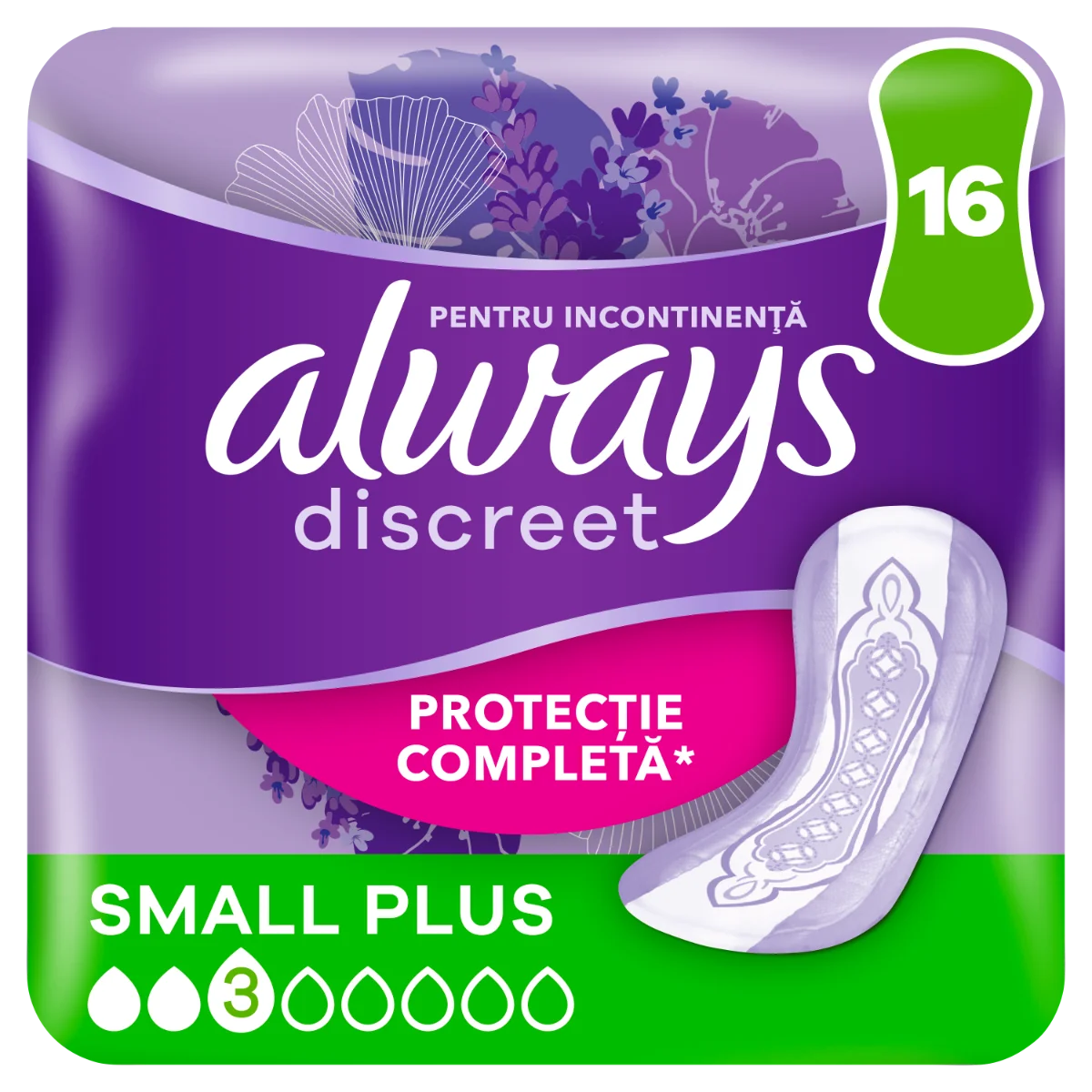 Absorbante pentru incontinenta urinara Discreet Small Plus, 16 bucati, Always