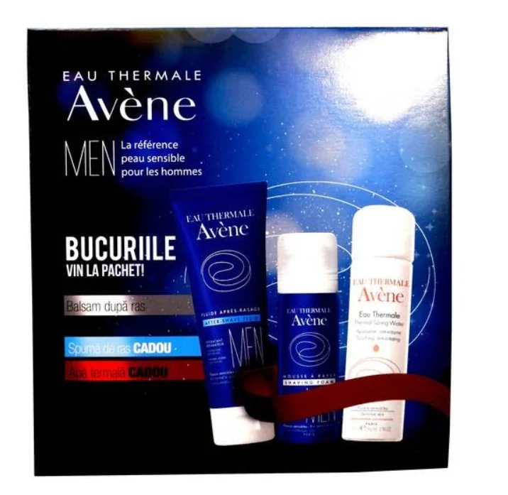 Pachet Men Balsam dupa ras 75ml + Spuma de ras 50ml + Apa termala 50ml Cadou, Avene