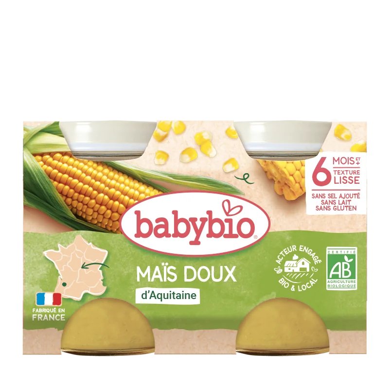 Piure de porumb dulce Bio, 2 x 130g, BabyBio