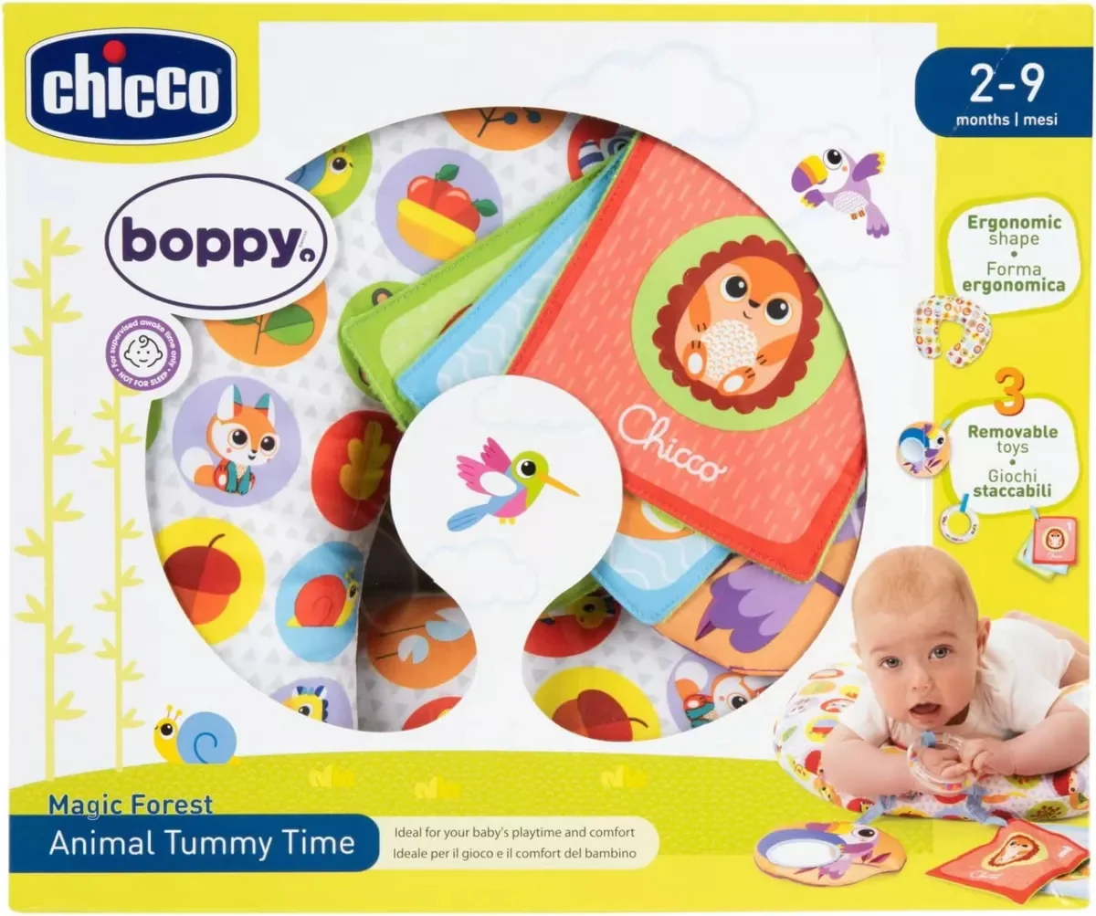 Perna Boppy cu animalute Tummy Time 2- 9 luni, 1 bucata, Chicco 