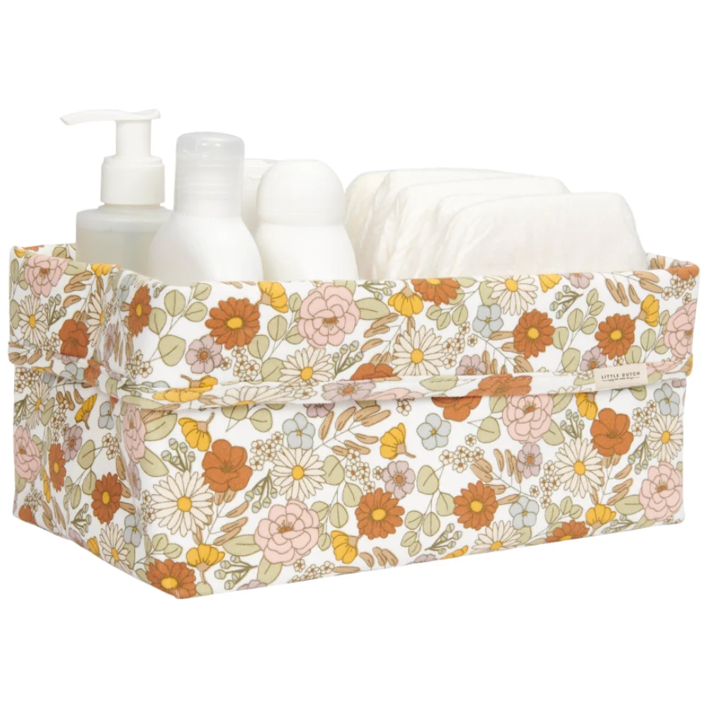Cos de depozitare din bumbac Vintage Little Flowers, 1 bucata, Little Dutch