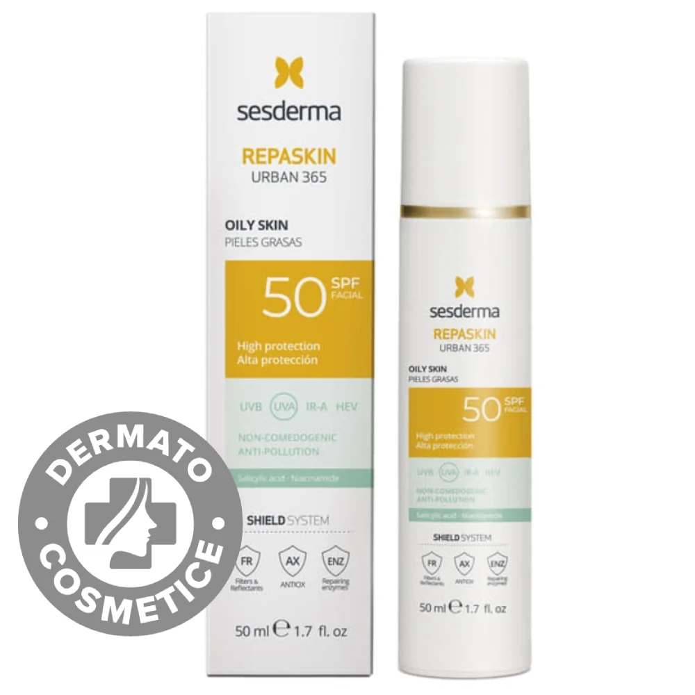 Crema pentru ten gras cu protectie solara SPF50 Repaskin Urban 365, 50ml, Sesderma