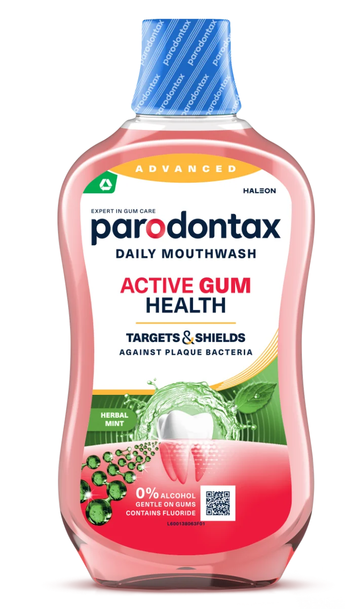 Apa de gura fara alcool Active Gum Health Herbal Mint, 500ml, Parodontax