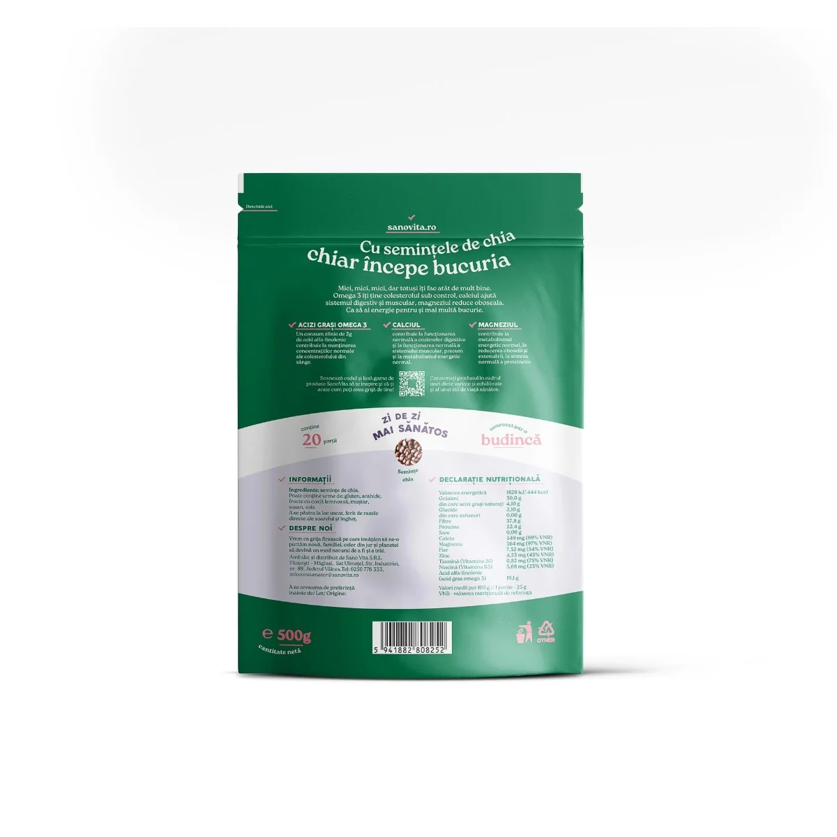 Seminte de chia, 500g, SanoVita