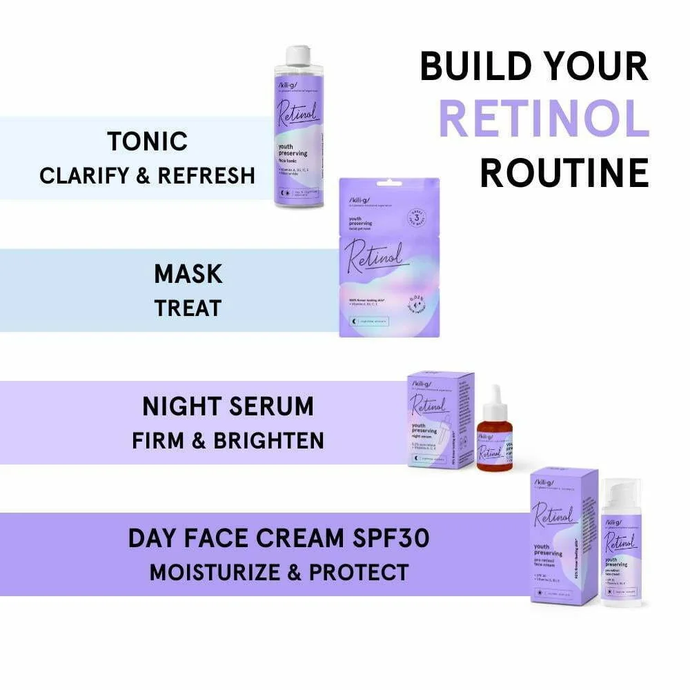 Set masti faciale gel cu retinol, 3 x 7 ml, Kilig