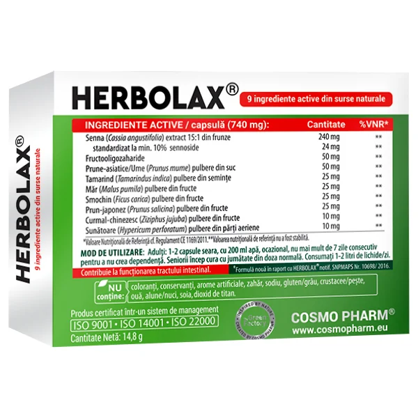 Herbolax New Formula, 20 capsule, Cosmopharm