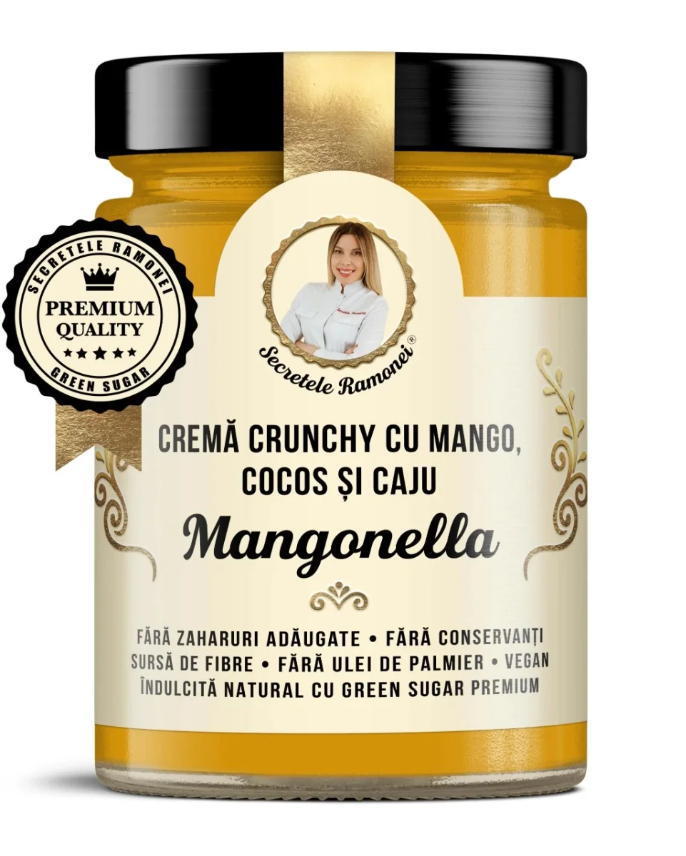 Crema tartinabila de mango cu cocos si caju Mangonella Secretele Ramonei, 350g, Laboratoarele Remedia