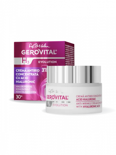 Crema antirid cu acid hialuronic concentrat H3 Evolution +30, 50ml, Gerovital