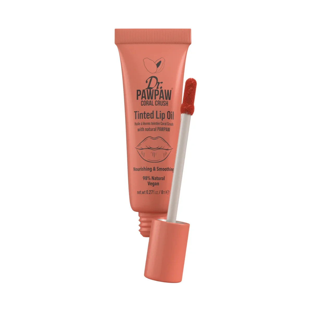 Ulei de buze colorat si hranitor cu extract de papaya Coral Crush, 8ml, Dr.PAWPAW