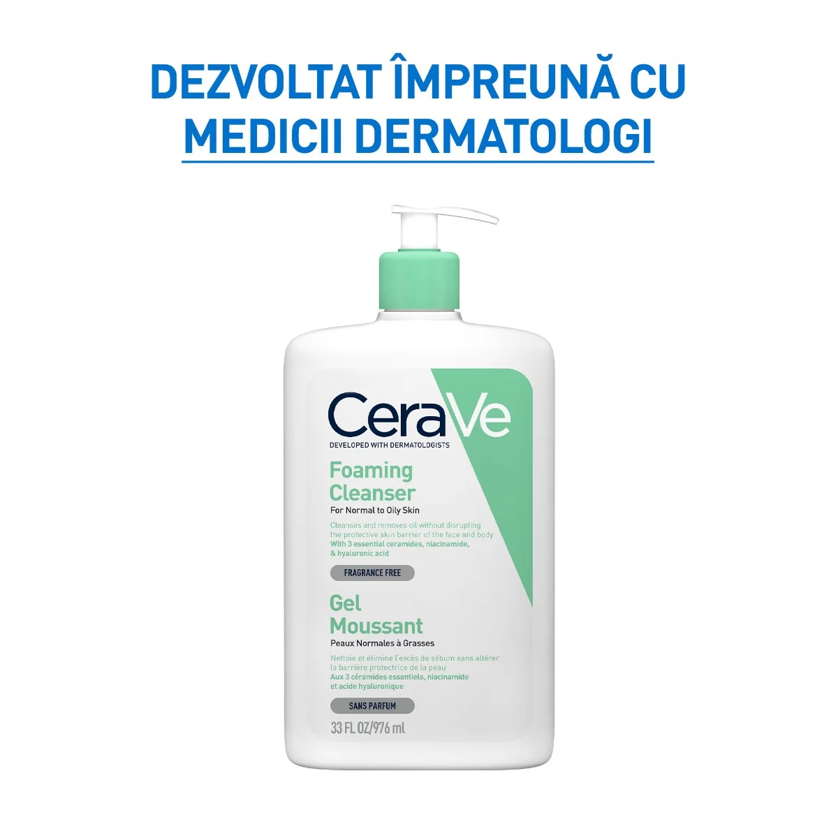 Gel de curatare spumant pentru piele normala-grasa, 976ml, CeraVe