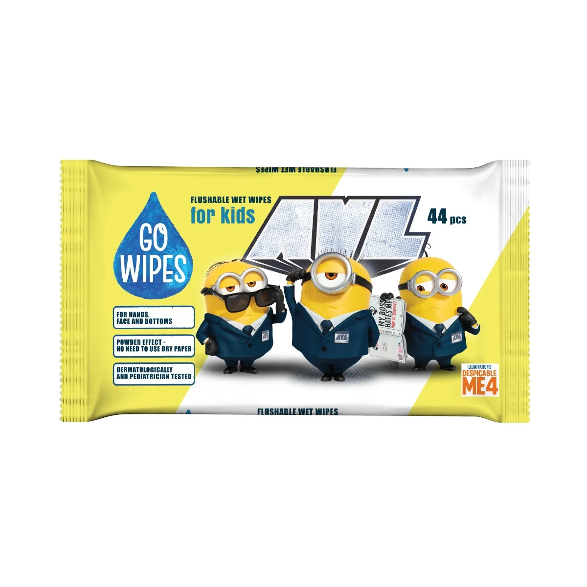 Hartie igienica umeda Minions, 44 bucati, Go Wipes 