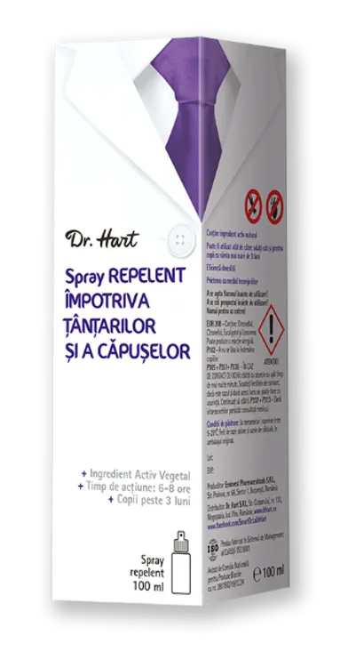 Dr.Hart Spray repelent impotriva tantarilor si a capuselor, 100ml