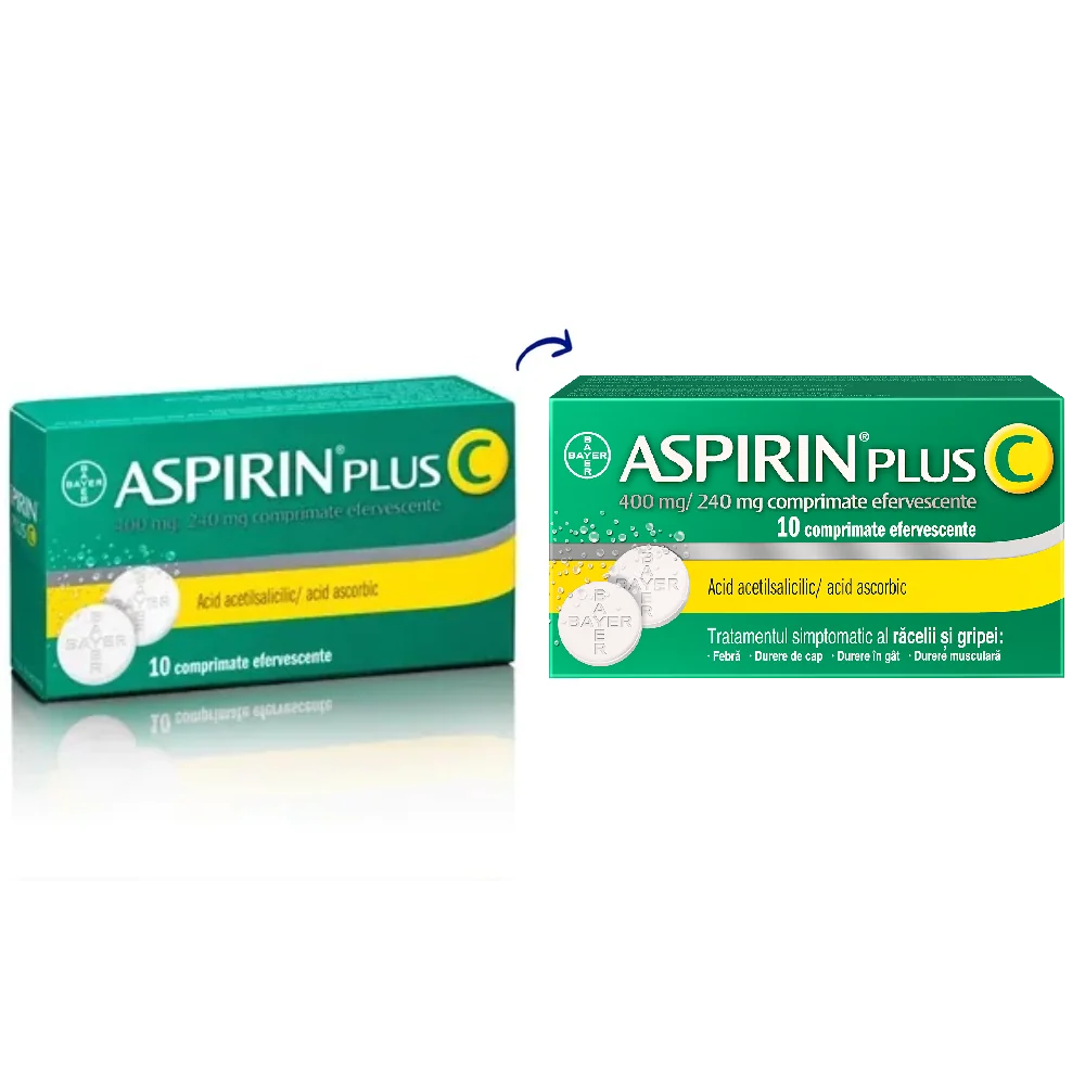 Aspirin Plus C, 10 comprimate efervescente, Bayer