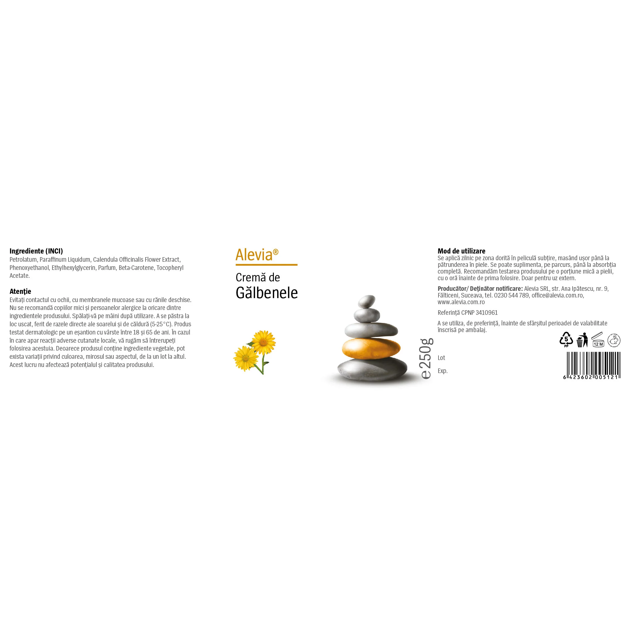 Crema de galbenele, 250g, Alevia