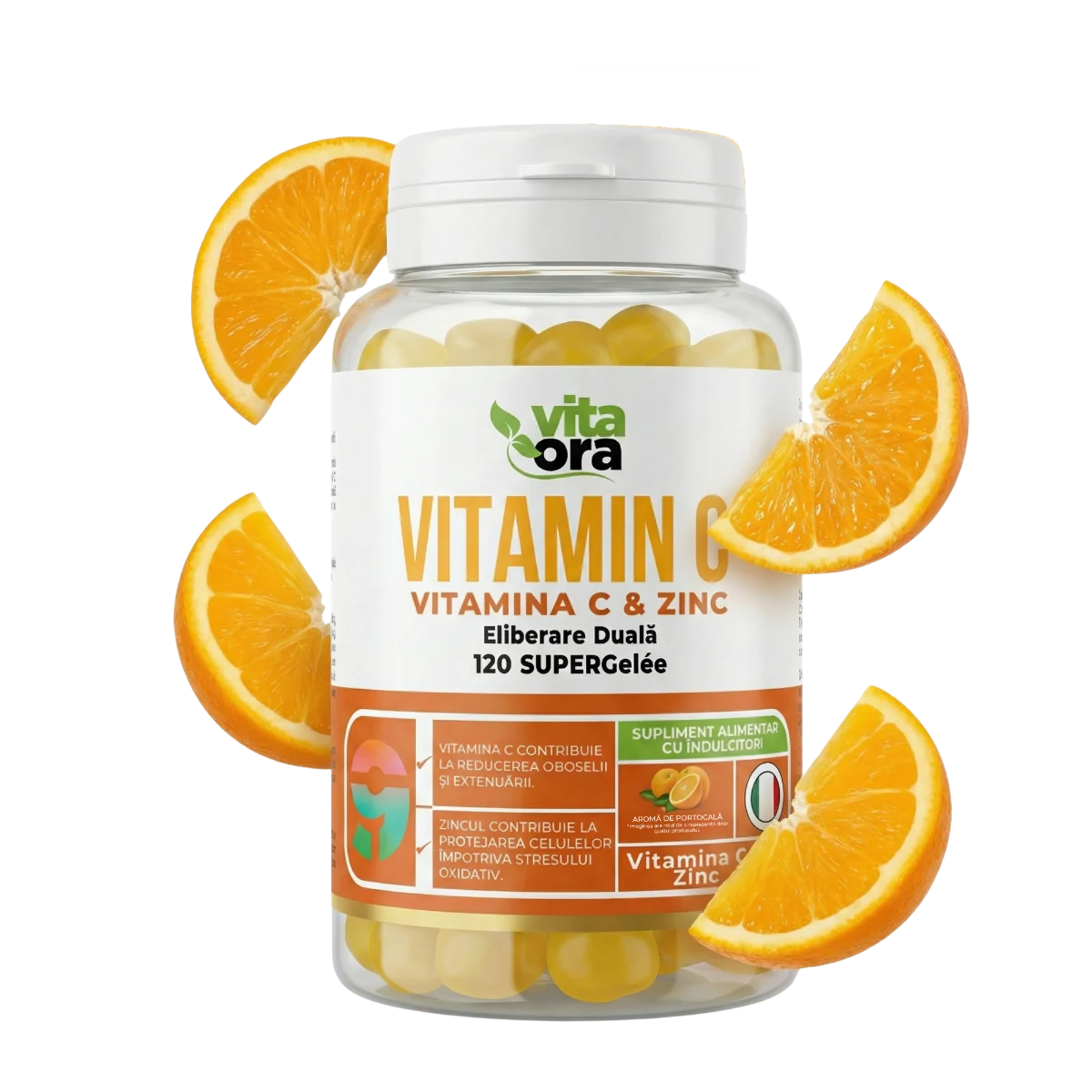 Vitamina C & Zinc pentru adulti, 120 jeleuri, Vita Ora