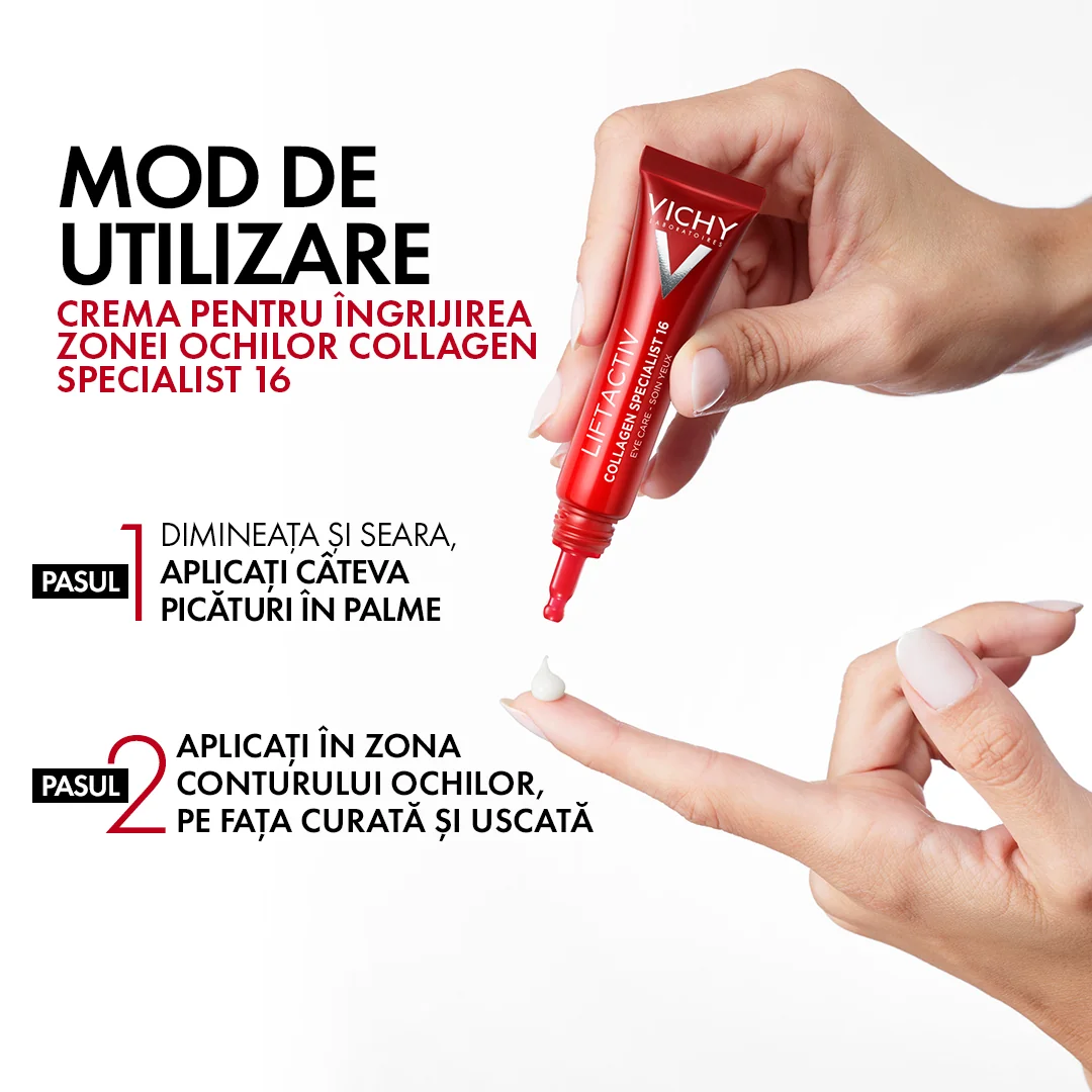 Crema antirid pentru stimularea productiei de colagen din jurul ochilor Liftactiv Collagen Specialist 16, 15ml, Vichy
