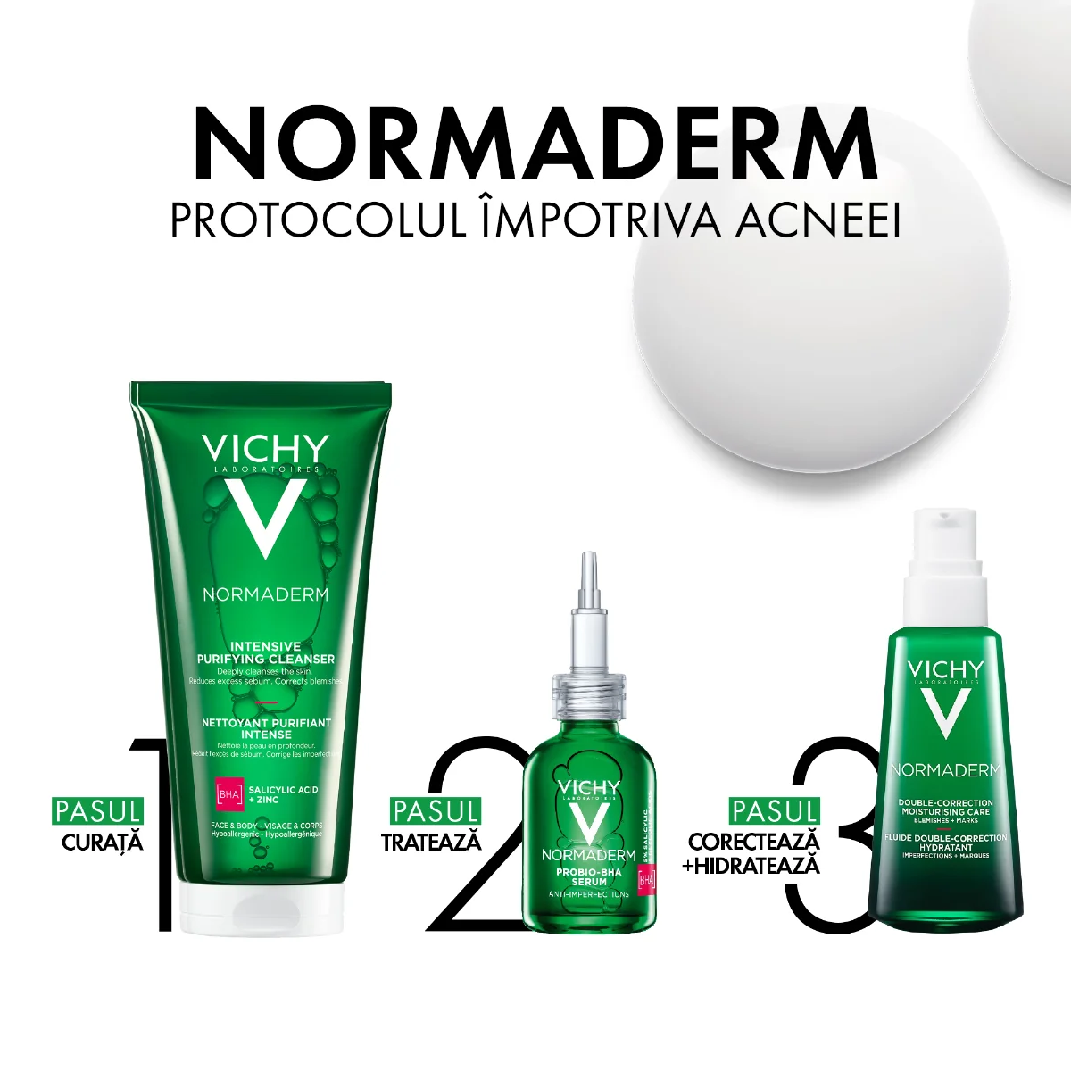 Gel de curatare purifiant pentru ten gras cu tendinta acneica Normaderm, 200ml, Vichy