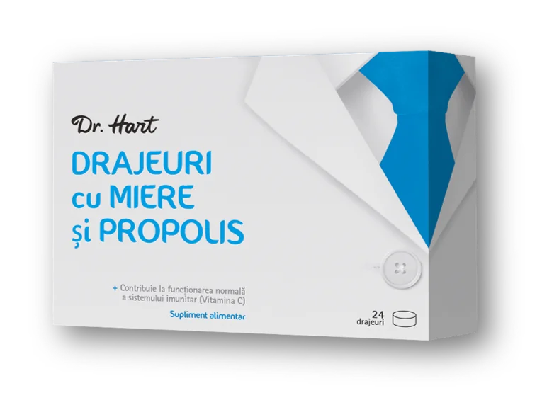 Dr.Hart Drajeuri cu Miere si Propolis, 24 drajeuri