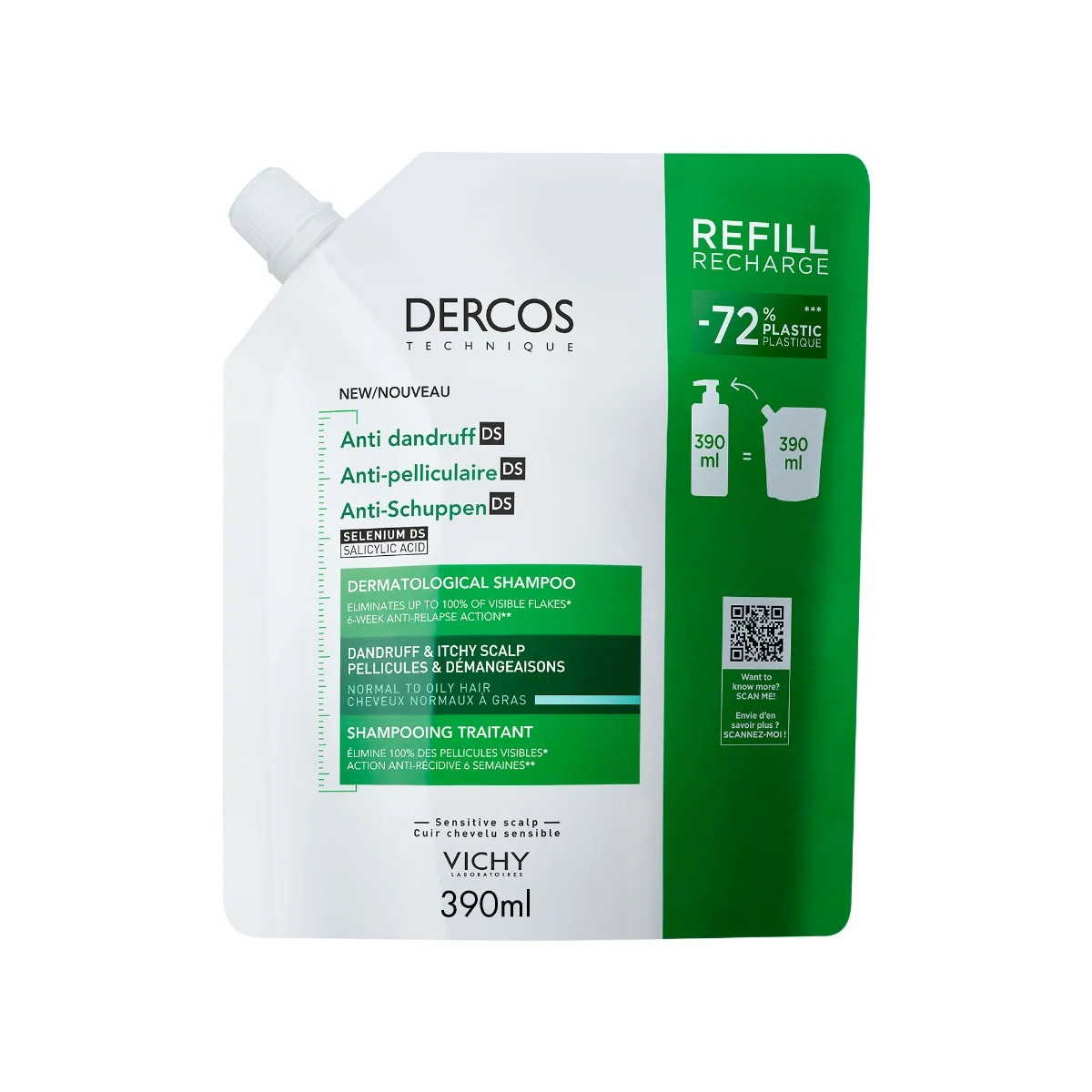 Sampon si balsam 2 in 1 anti-matreata pentru toate tipurile de par Dercos, 200ml, Vichy