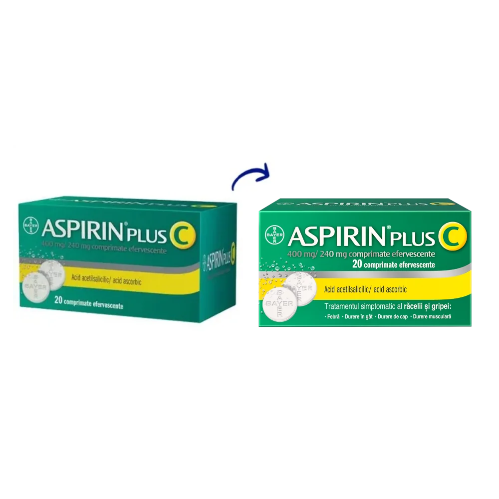 Aspirin Plus C, 20 comprimate efervescente, Bayer