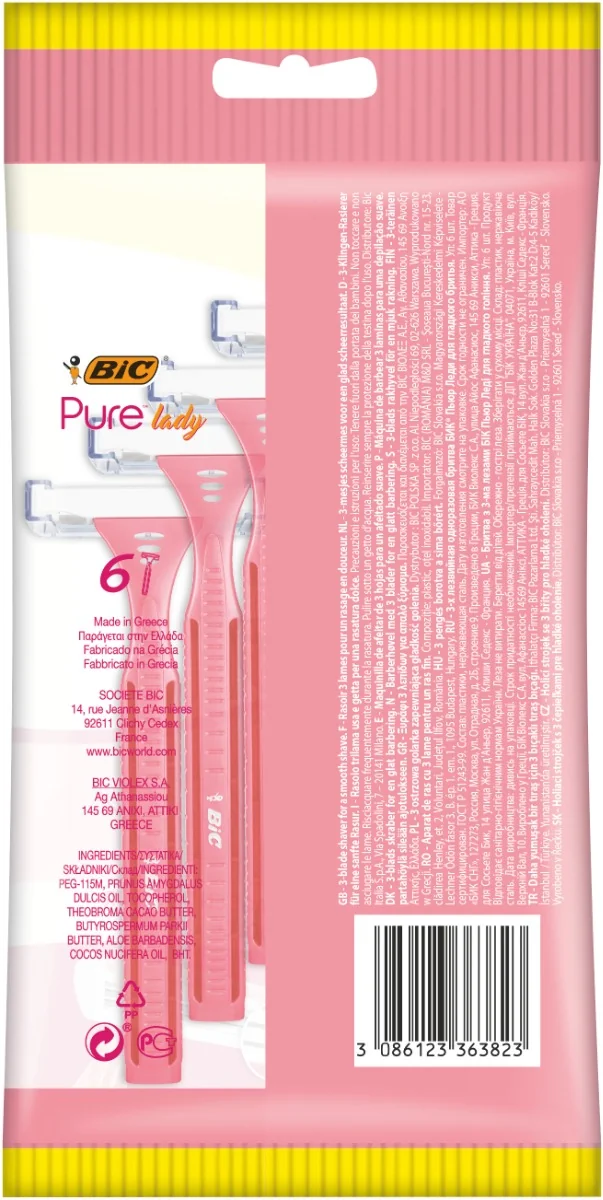 Pachet Aparat de ras Pure Lady, 6 bucati, BIC