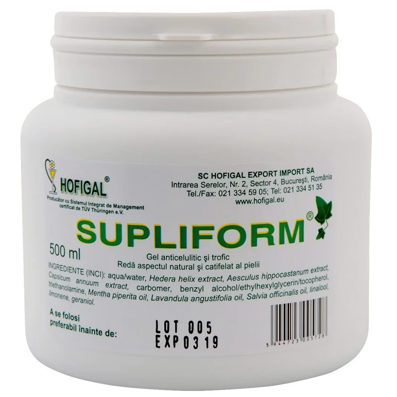 Gel anticelulitic si trofic Supliform, 500ml, Hofigal | Dr.Max Farmacie ...