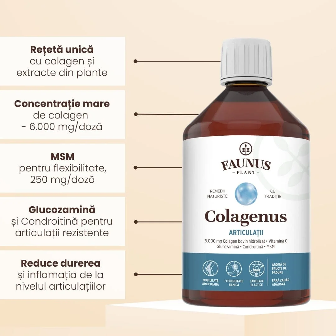 Colagen lichid pentru muschi si ligamente Colagenus Articulatii, 500ml, Faunus Plant